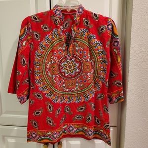 Vintage mandala red tunic top